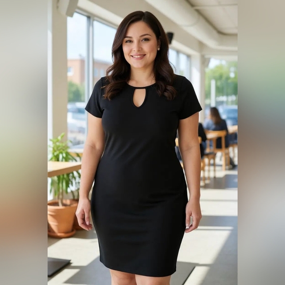 Elegant Black Midi Dress - Picture 1 of 4